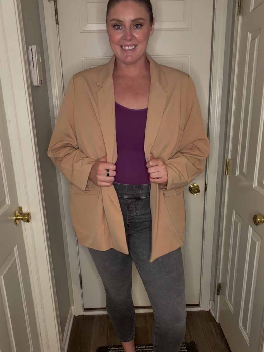Relaxed Tan Oversized Blazer for Women
